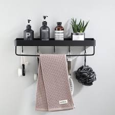 Modern Aluminum Bathroom Wall Shelf – No-Drill Wall Mounted Organizer Rack for Bathroom Storage and Decor