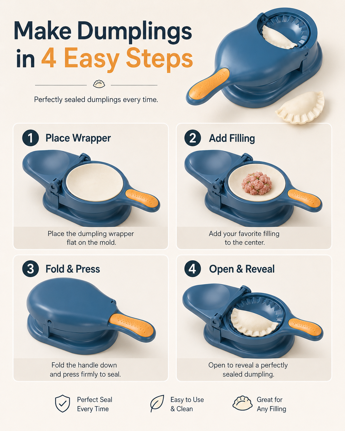 Dumpling Maker – 2-in-1 Dumpling Mold Press and Wrapper Cutter