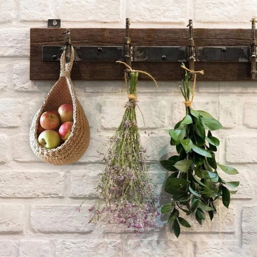 Kitchen Hanging Storage Basket – Jute Wall Organizer for Fruit & Vegetables
