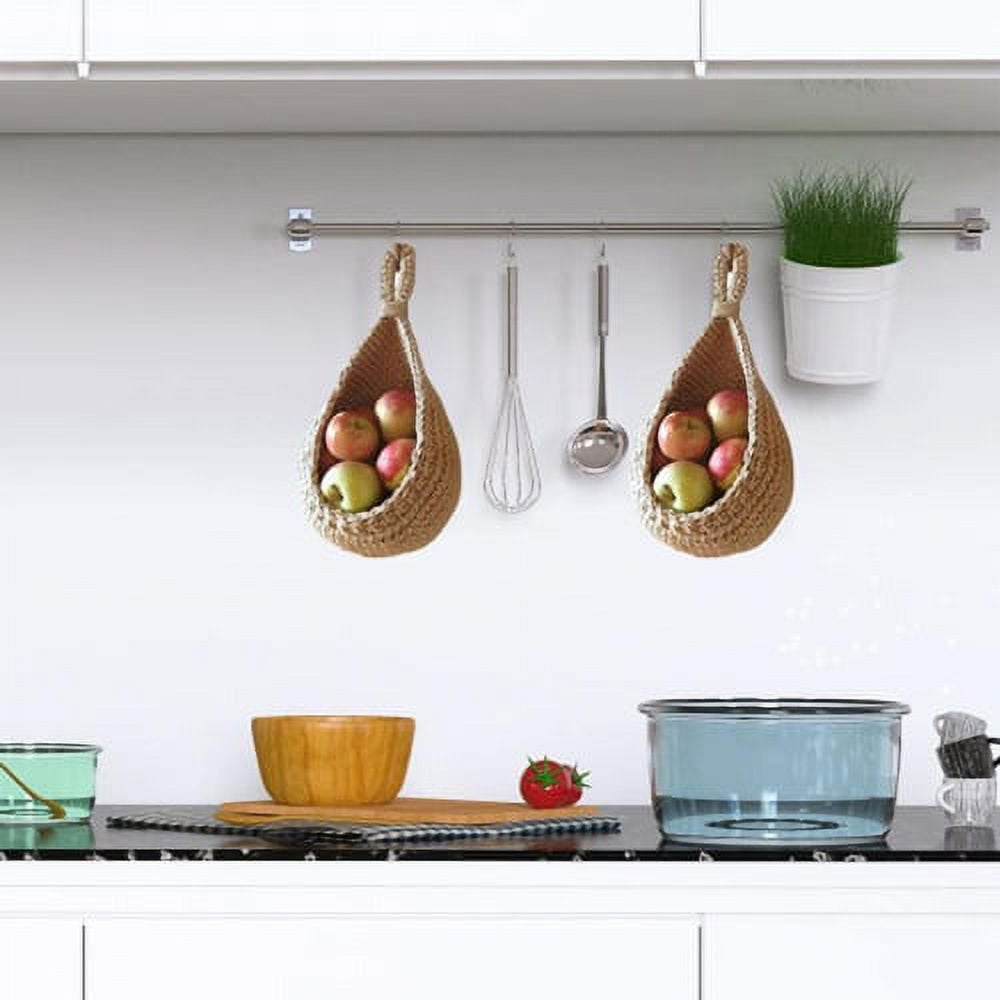 Kitchen Hanging Storage Basket – Jute Wall Organizer for Fruit & Vegetables