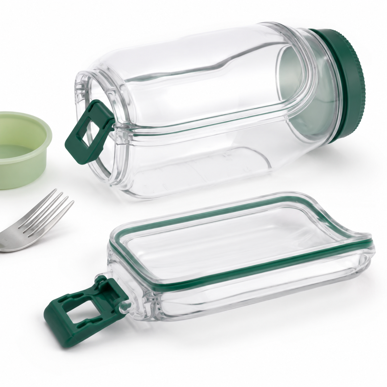 Lunch Container – Salad Jar with Side Opening and Dressing Cup