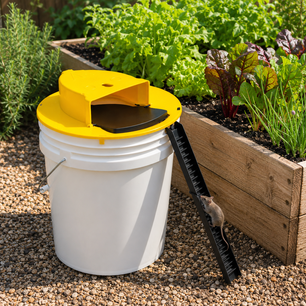 Humane Mouse Trap – Reusable Bucket Live Mouse Trap with Auto-Reset