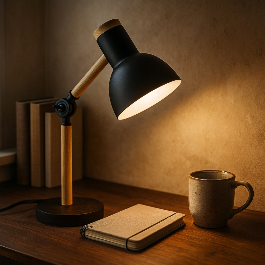 Wooden Table Lamp – LED Desk & Bedside Lamp with Dimmer for Bedroom, Nightstand, and Home Office Lighting