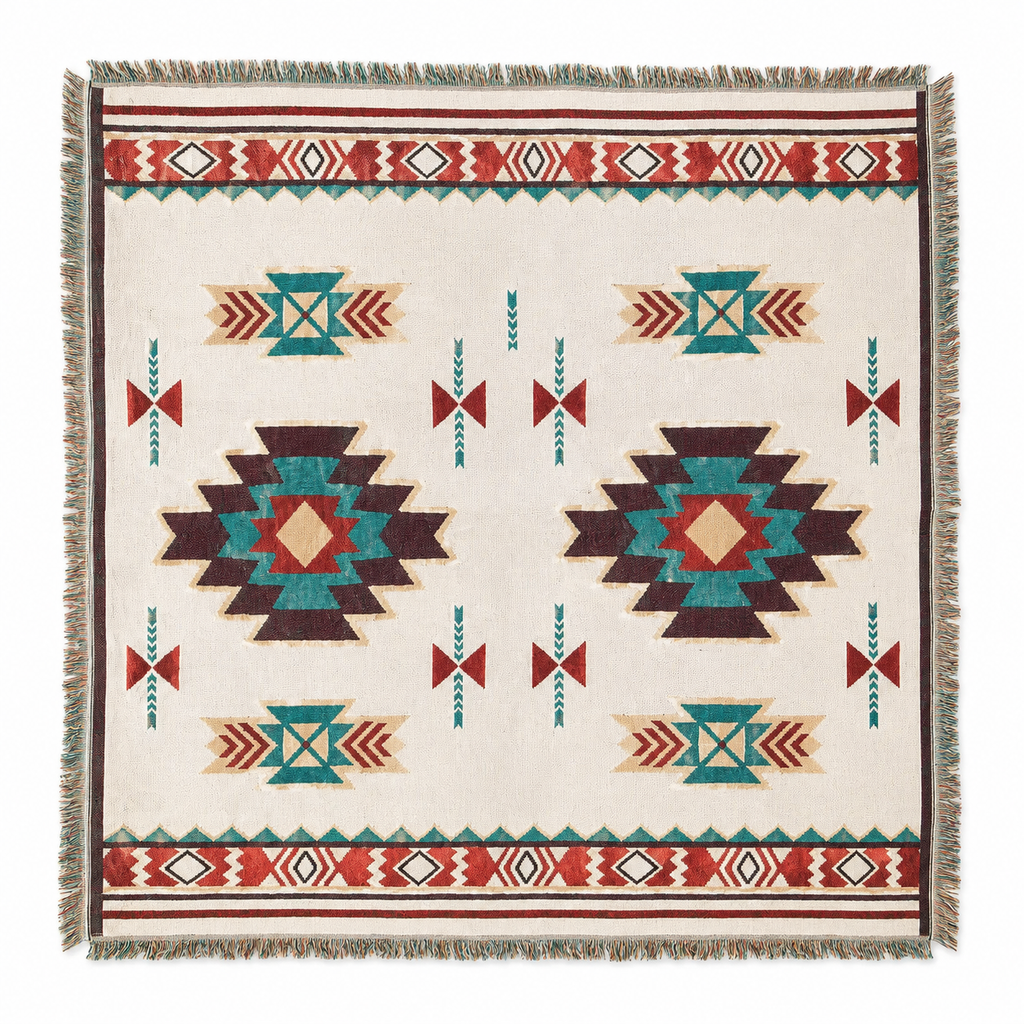 Boho Picnic & Camping Blanket – Outdoor Beach Tapestry Throw with Fringe