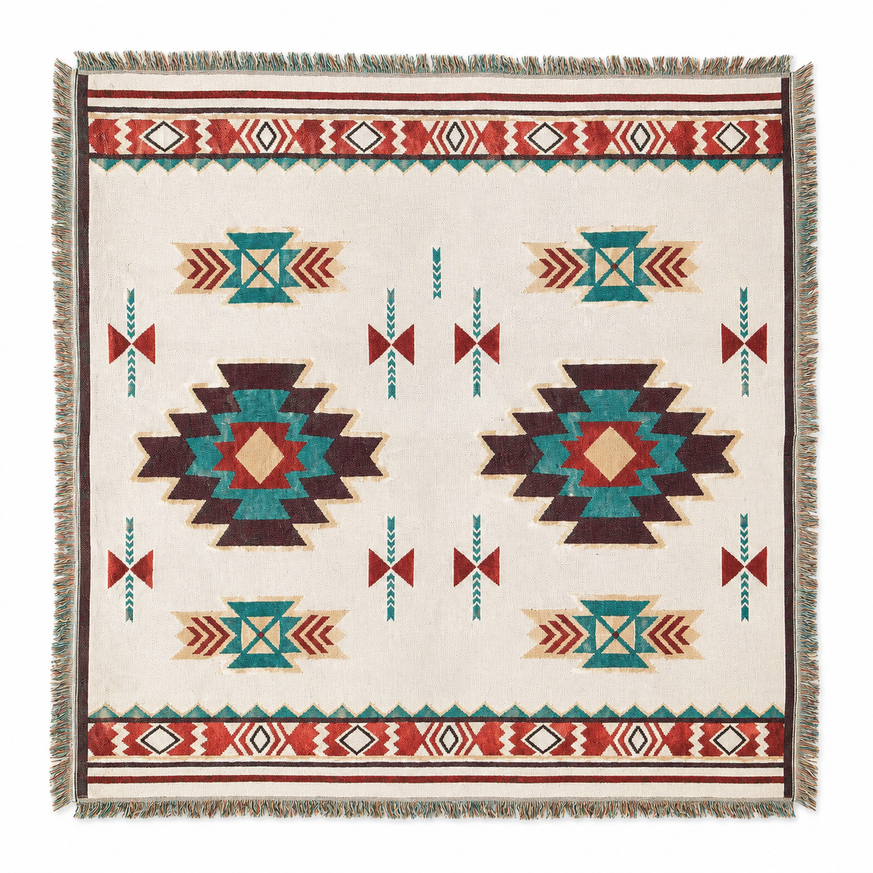 Boho Picnic & Camping Blanket – Outdoor Beach Tapestry Throw with Fringe
