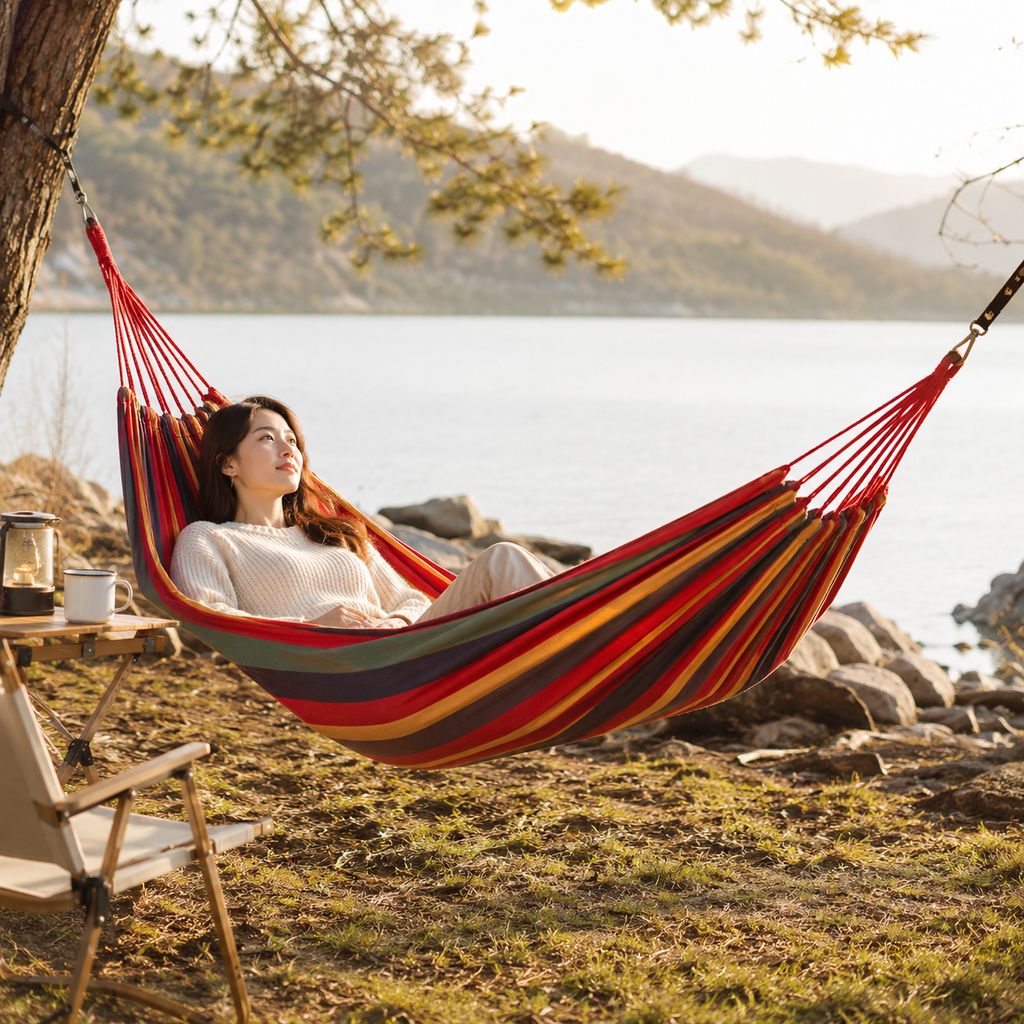 Camping Hammock – Portable Outdoor Fabric Hammock