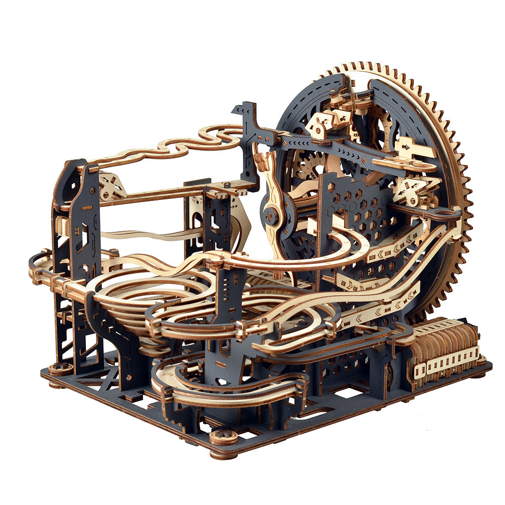 Electric Marble Run 3D Wooden Puzzle — Motor-Driven Mechanical Model Kit (362 pcs)