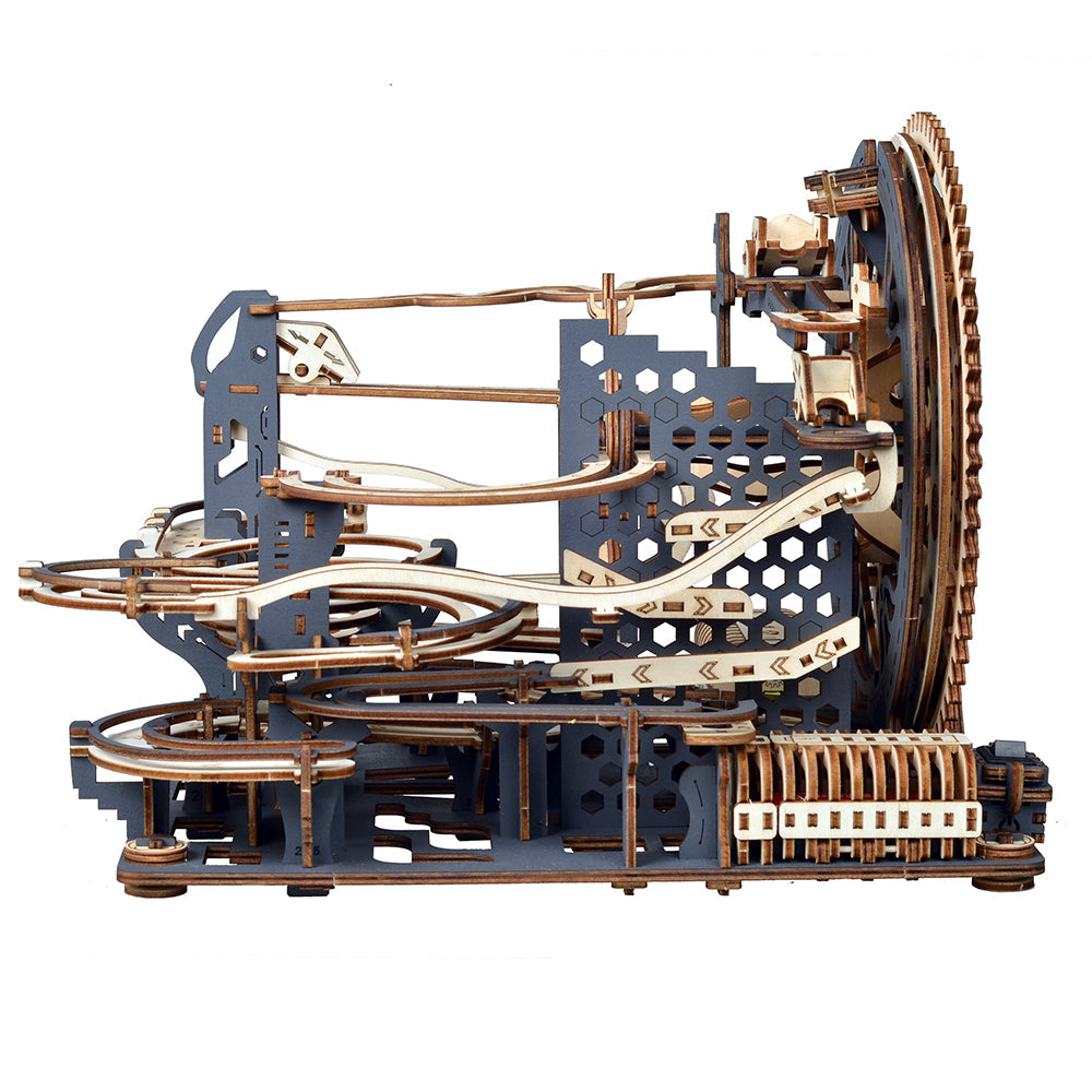 Electric Marble Run 3D Wooden Puzzle — Motor-Driven Mechanical Model Kit (362 pcs)