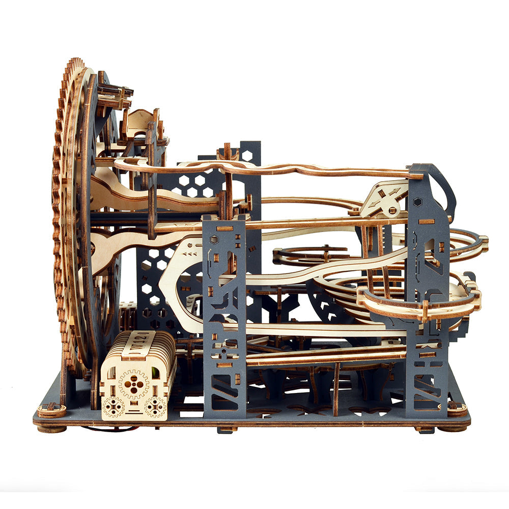 Electric Marble Run 3D Wooden Puzzle — Motor-Driven Mechanical Model Kit (362 pcs)