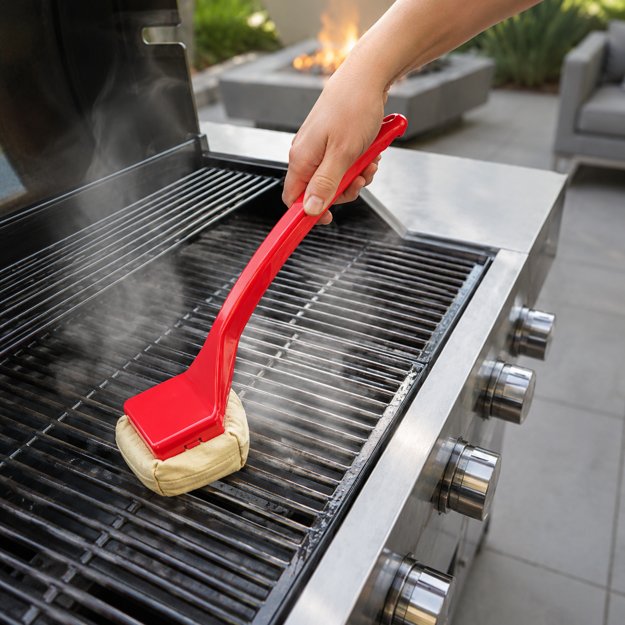 BBQ Brush – Bristle Free Grill Brush with Steam Cleaning Pad