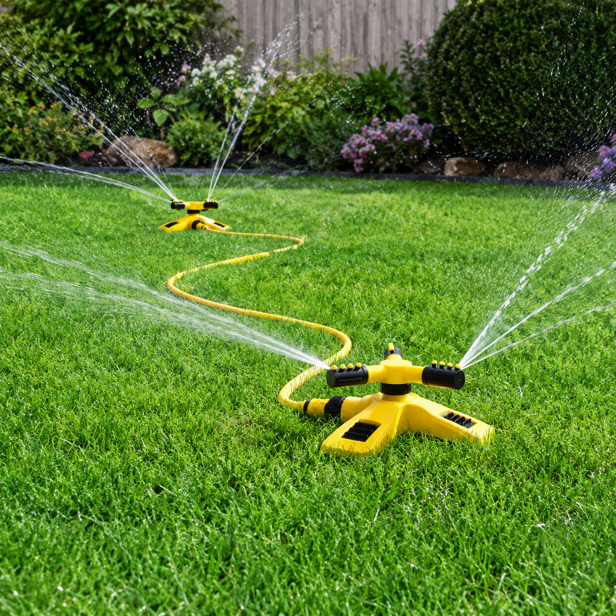 Triple Nozzle Lawn Water Sprinkler – 360° Rotating Garden Sprinkler