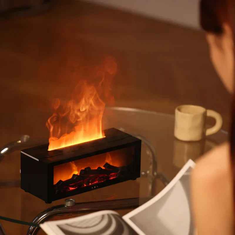 Flame Effect Humidifier with Light & Remote – Cozy Fireplace Decor Diffuser