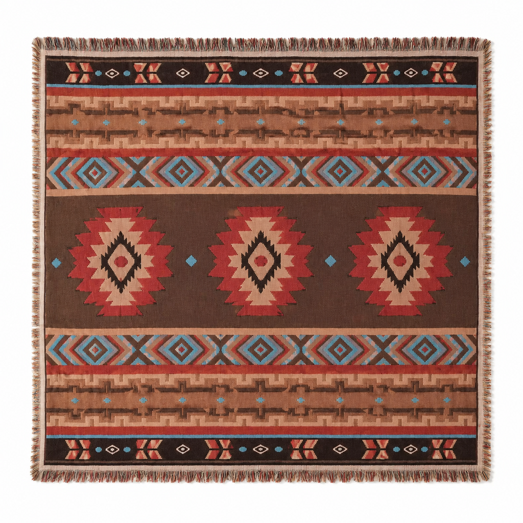 Boho Picnic & Camping Blanket – Outdoor Beach Tapestry Throw with Fringe