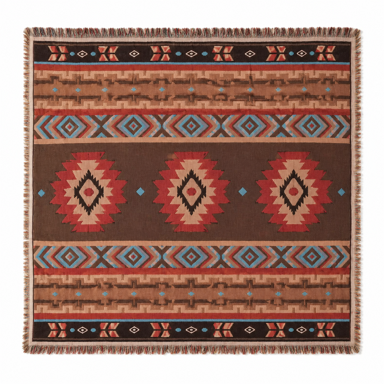 Boho Picnic & Camping Blanket – Outdoor Beach Tapestry Throw with Fringe