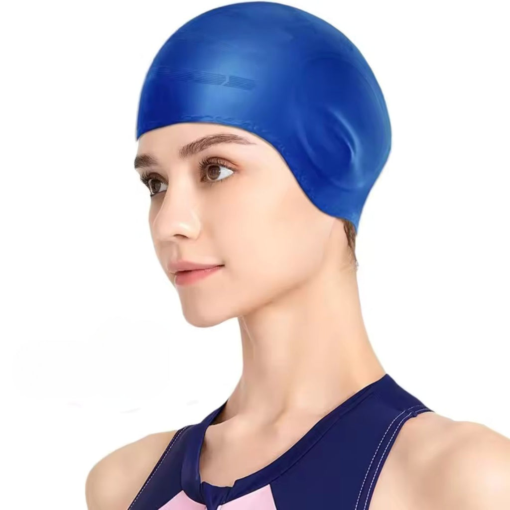 Swim Cap Silicone with Ear Protection – Swimming Cap for Long Hair
