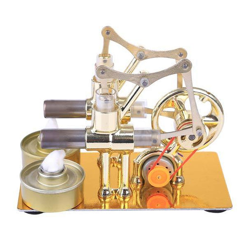 2 Cylinder Stirling Engine – Hot Air Stirling Motor Generator with Bulb | Engineering Gift & Educational Model Kit