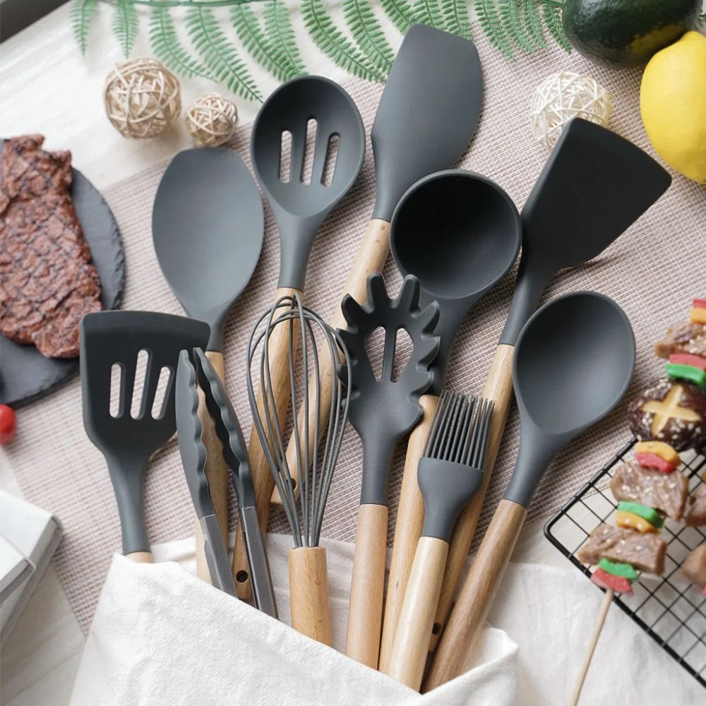12-Piece Kitchen Utensil Set – Silicone Non-Stick Cooking Tools