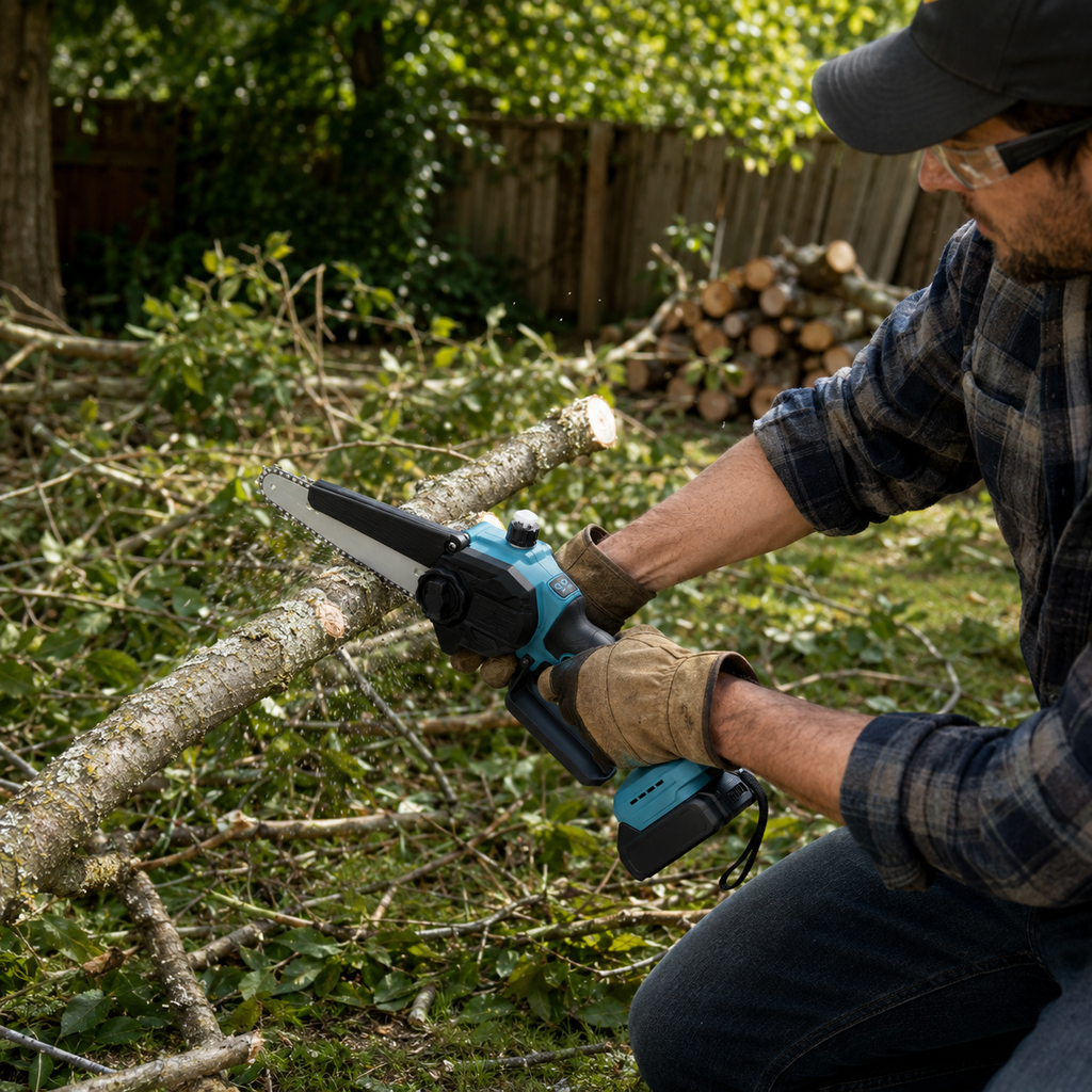 Mini Chainsaw Cordless 8 Inch – Brushless Electric One-Hand Saw