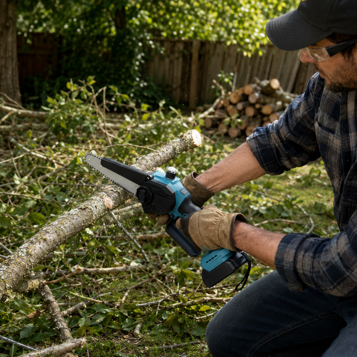 Mini Chainsaw Cordless 8 Inch – Brushless Electric One-Hand Saw