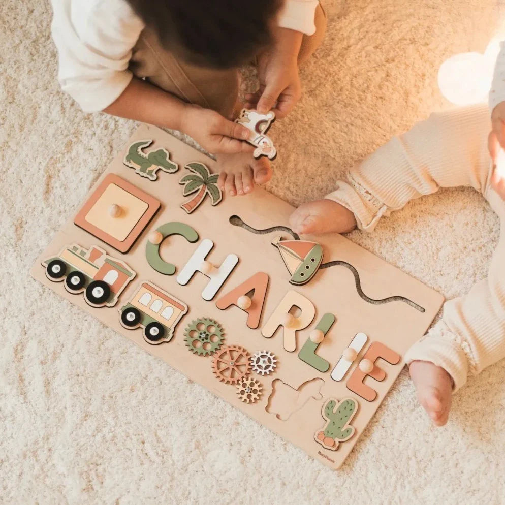 Custom Wooden Name Puzzle – Personalized Montessori Toy for Toddlers