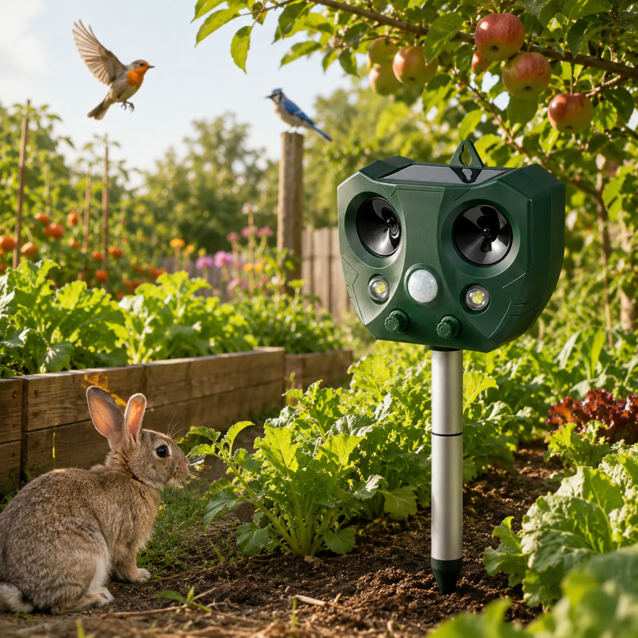 Solar Ultrasonic Raccoon & Squirrel Repeller – Outdoor Garden Deterrent