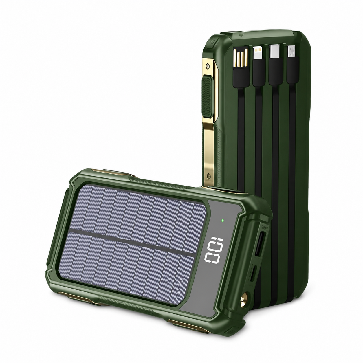 Solar Power Bank 10000mAh – Portable Charger with Flashlight & Compass
