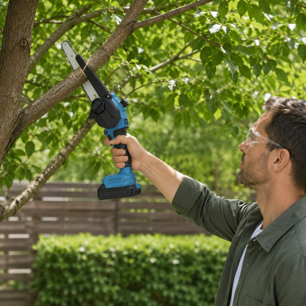 Mini Chainsaw Cordless 8 Inch – Brushless Electric One-Hand Saw