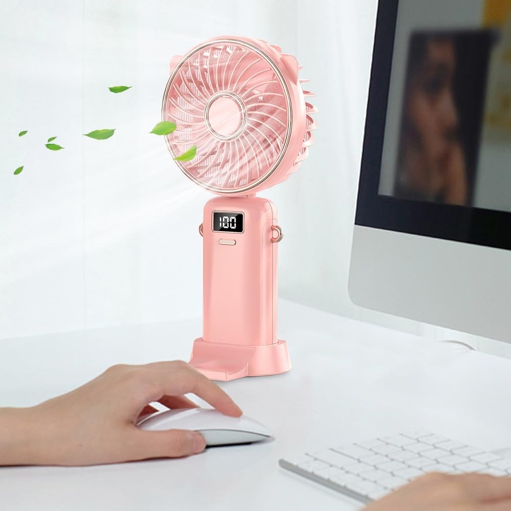 Portable Fan – Mini Handheld Personal Fan with LED Display & 5 Speeds