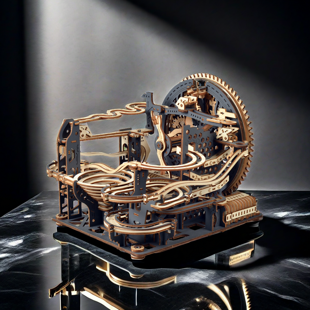 Electric Marble Run 3D Wooden Puzzle — Motor-Driven Mechanical Model Kit (362 pcs)