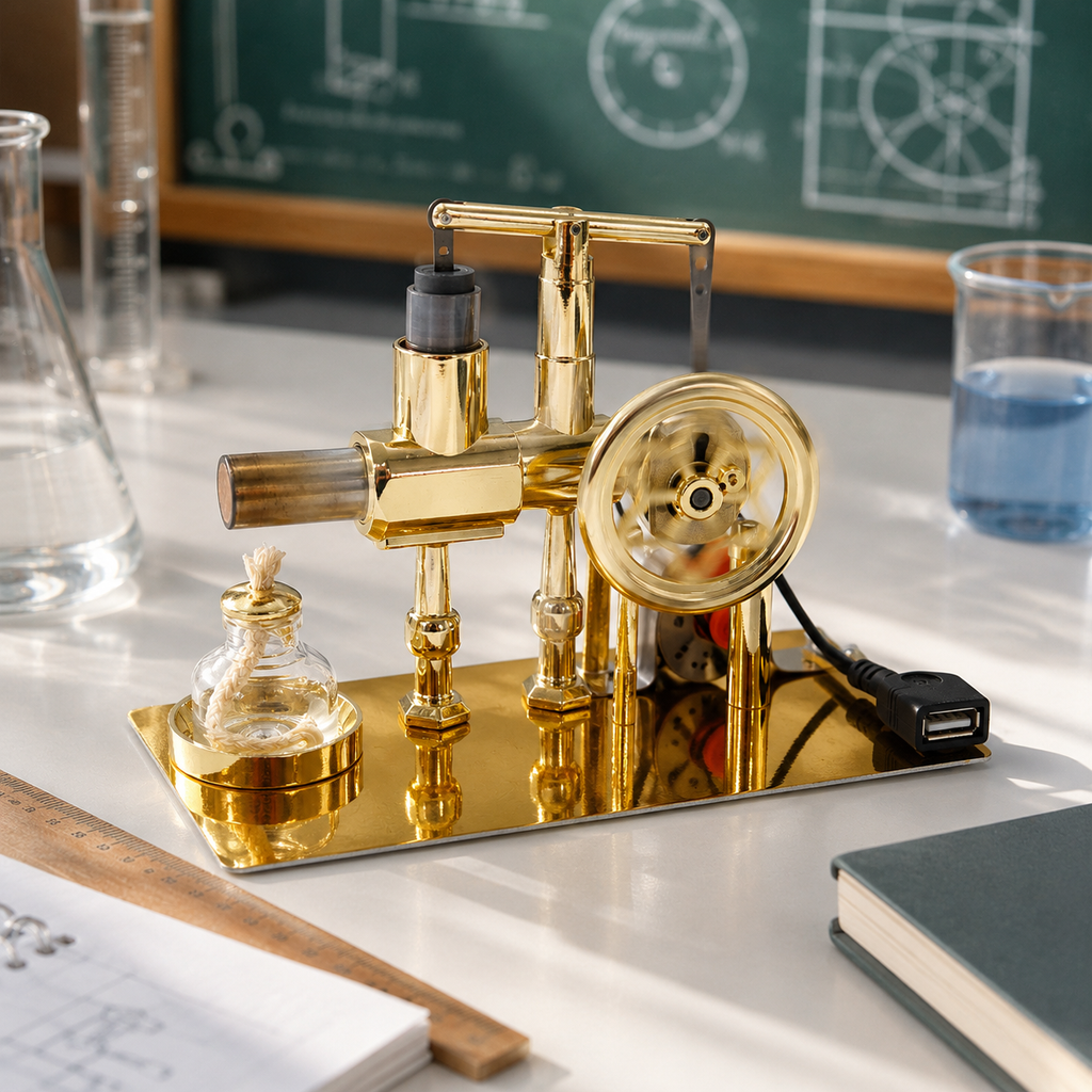 Stirling Engine Kit – Hot Air Motor Model Generator with LED Light