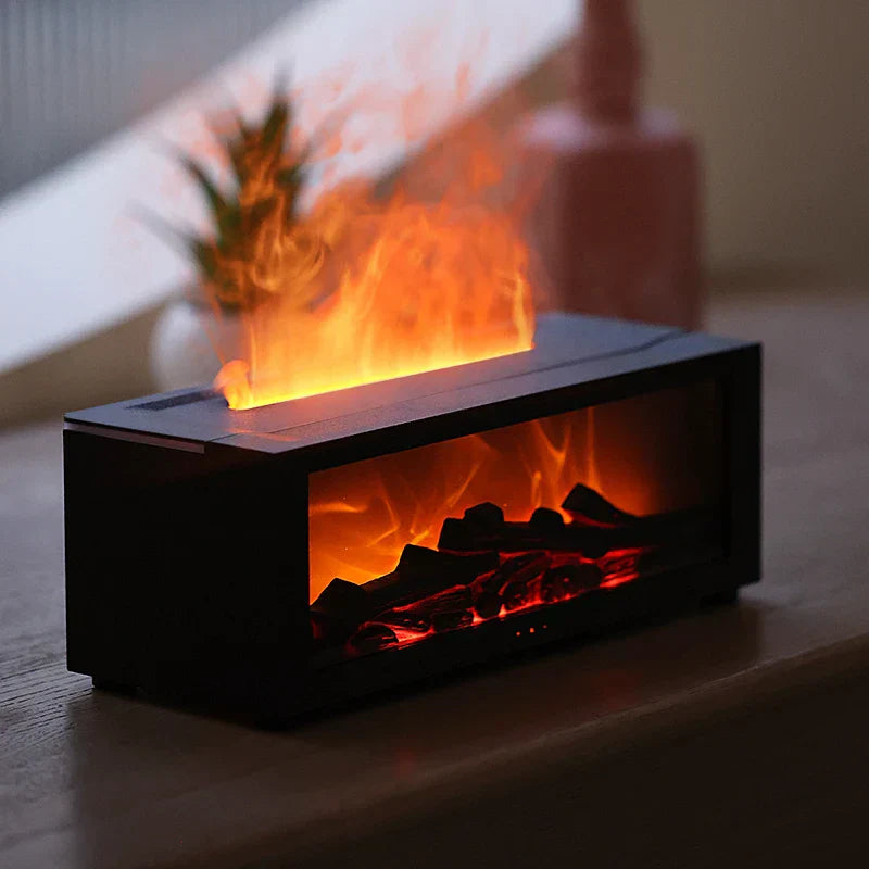 Flame Effect Humidifier with Light & Remote – Cozy Fireplace Decor Diffuser