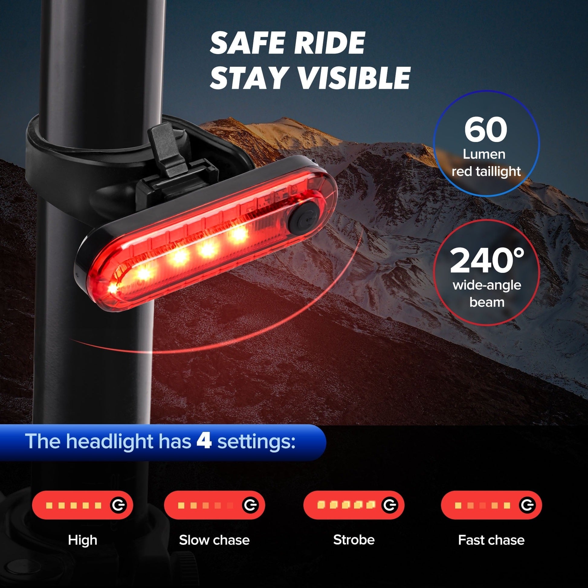 Bike Light – USB Rechargeable Front & Rear Bicycle Light Set | IPX4 Waterproof