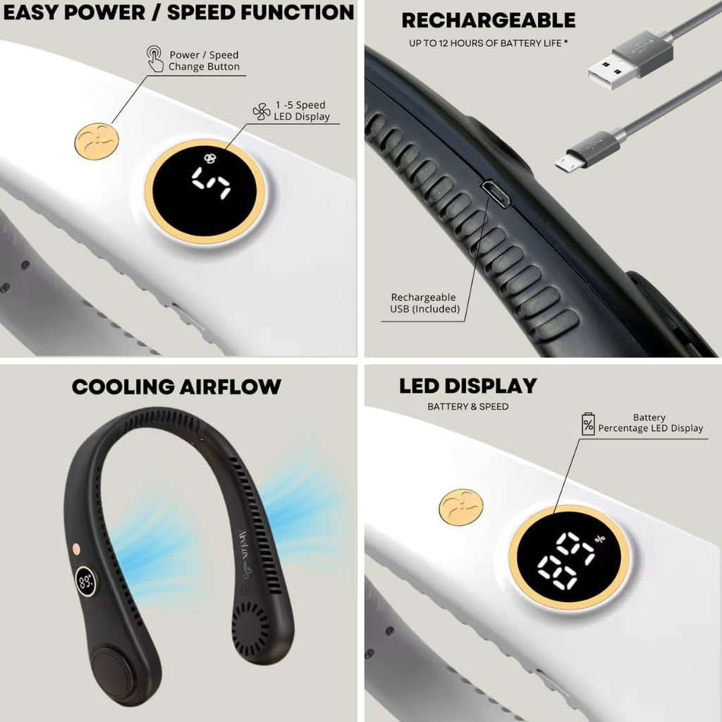 Neck Fan – Portable Bladeless Hands-Free Personal Cooling Fan