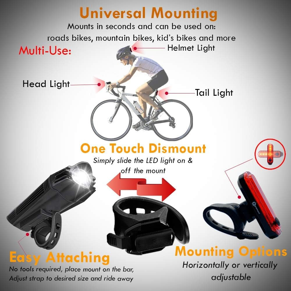 Bike Light – USB Rechargeable Front & Rear Bicycle Light Set | IPX4 Waterproof