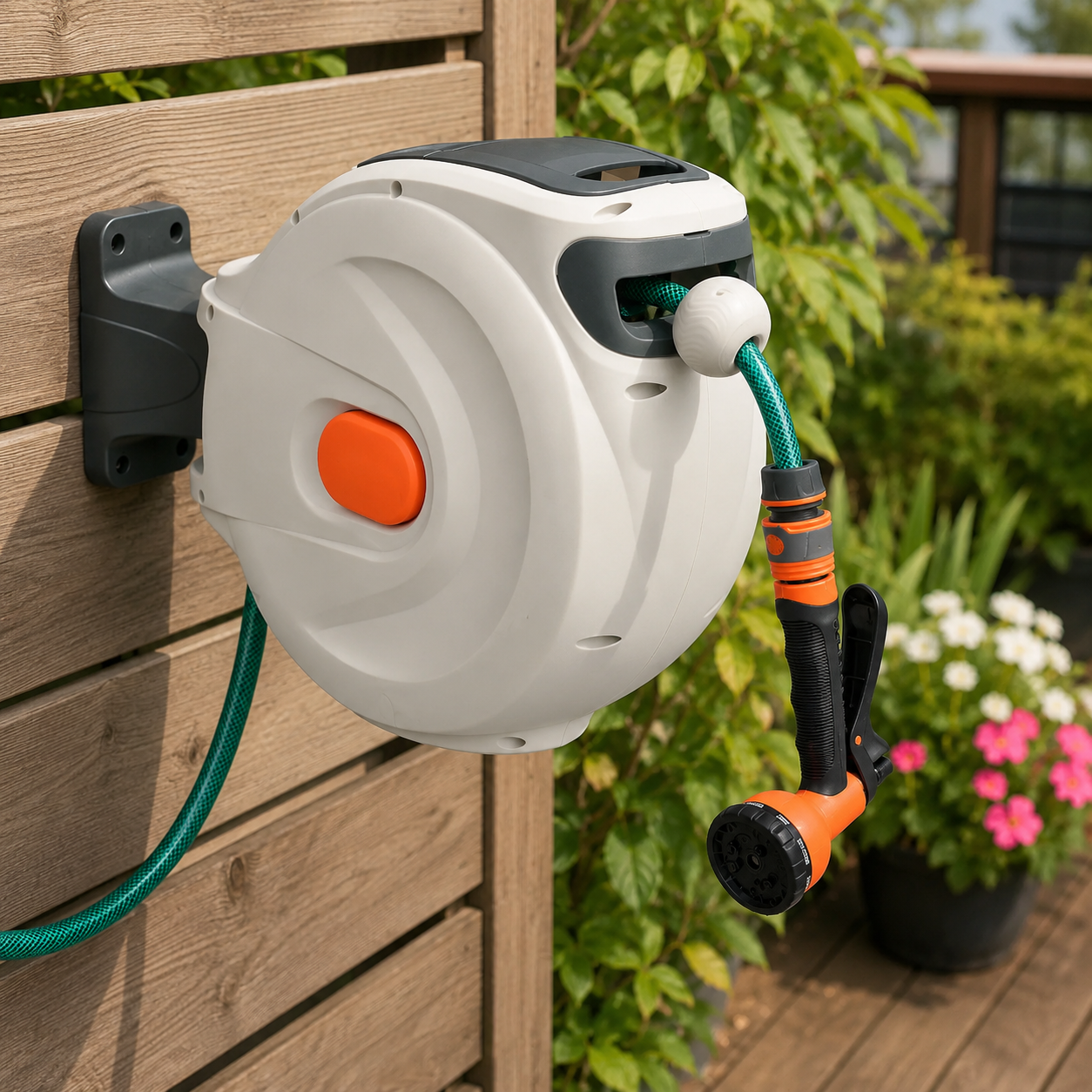 Retractable Garden Hose Reel Wall Mounted – Auto Rewind 10m & Sprayer