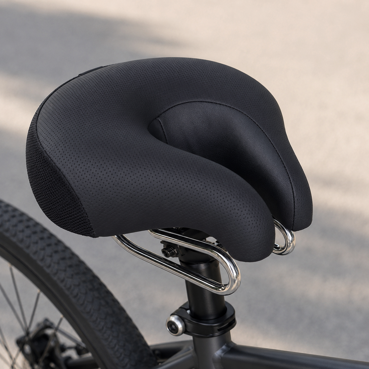 Bike Saddle – Noseless Wide Padded Seat | Mountain Bike Cushion