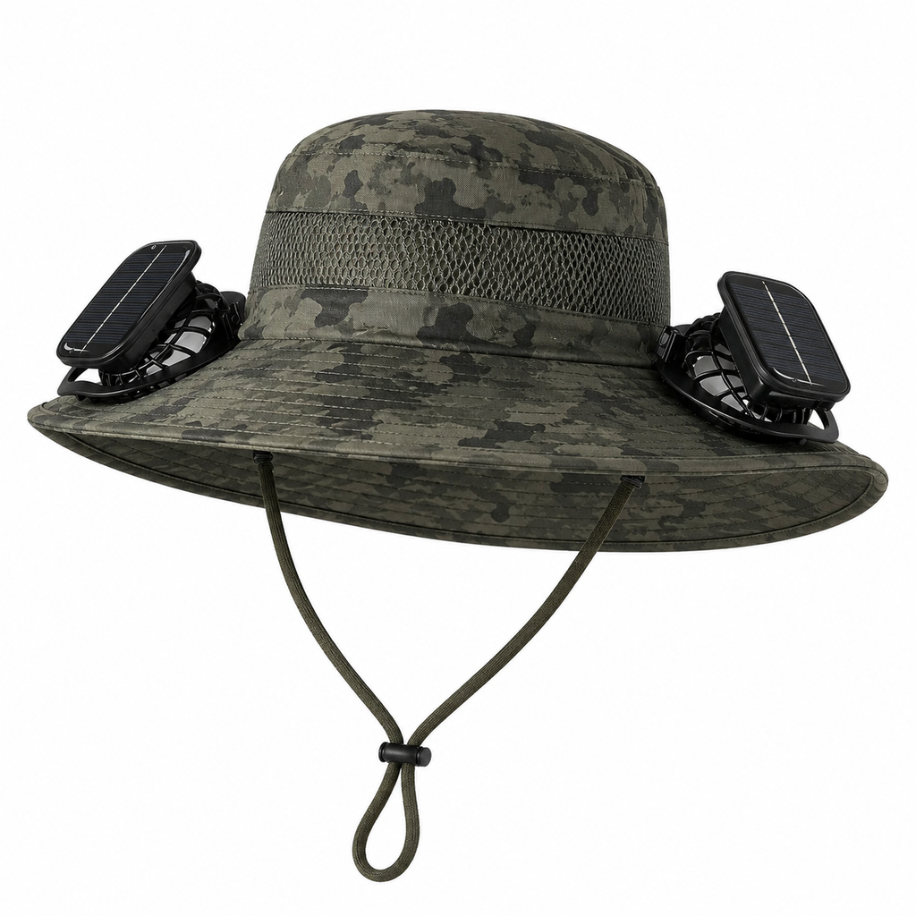 Solar Cooling Fan Hat – Wide Brim Sun Hat for Outdoor Use