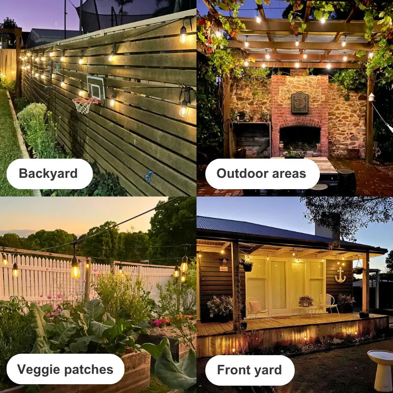 Outdoor String Lights Solar – ST38 Edison Festoon Lights with Remote