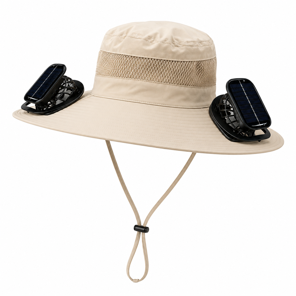 Solar Cooling Fan Hat – Wide Brim Sun Hat for Outdoor Use