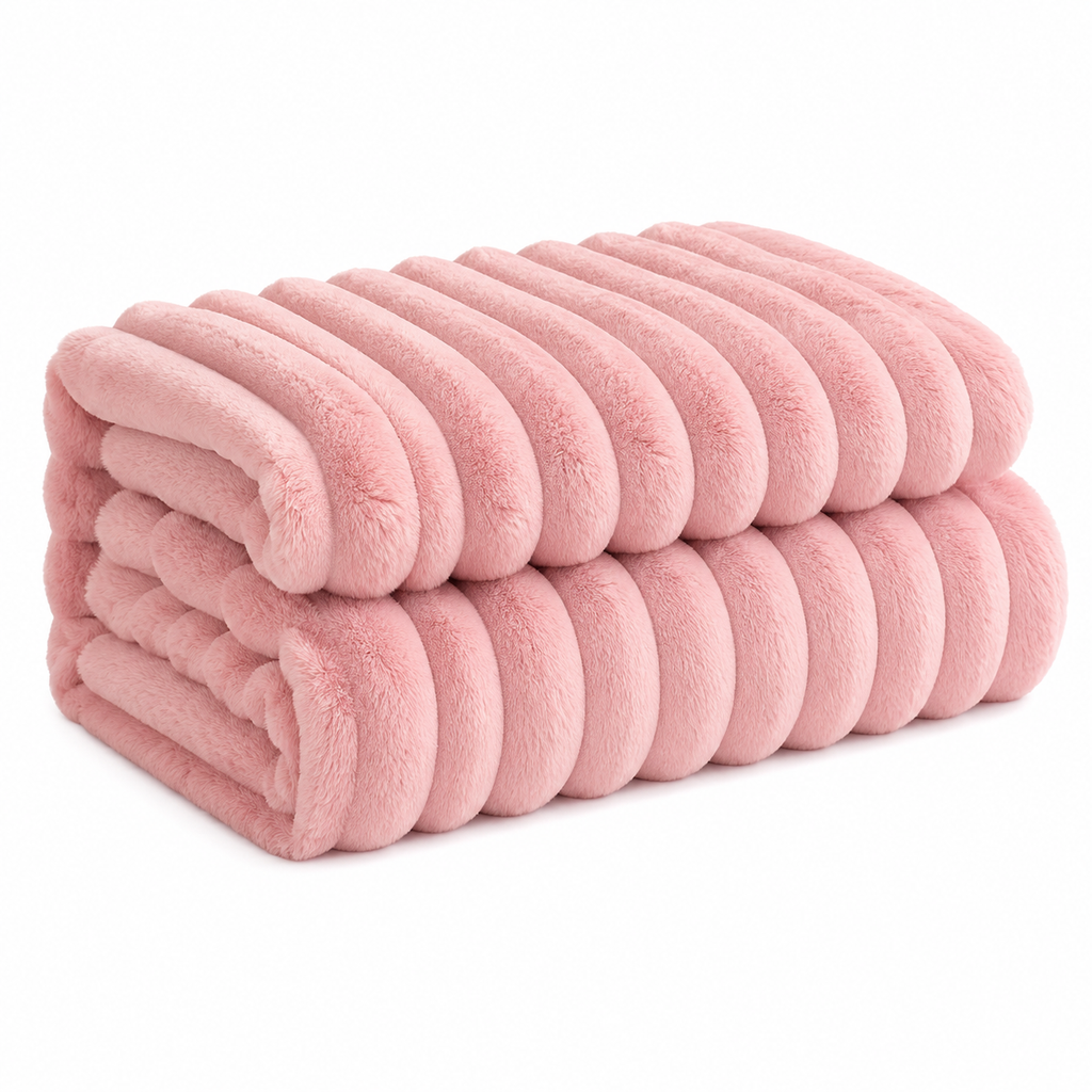 Plush Throw Blanket – Faux Rabbit Fur, 1 or 3 Piece Set