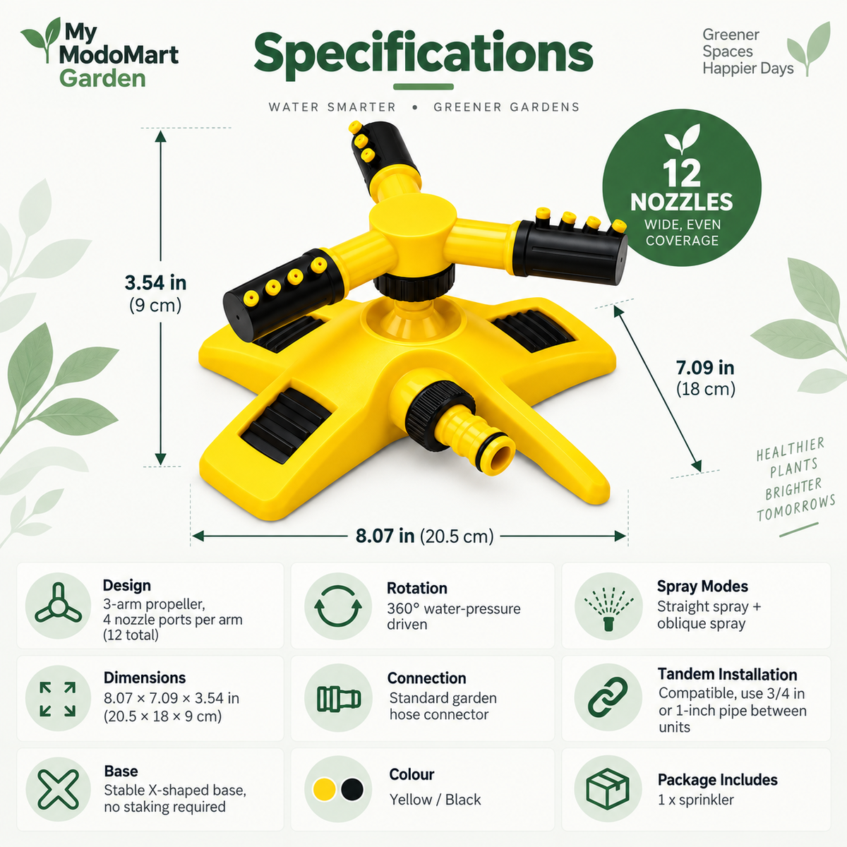 Triple Nozzle Lawn Water Sprinkler – 360° Rotating Garden Sprinkler
