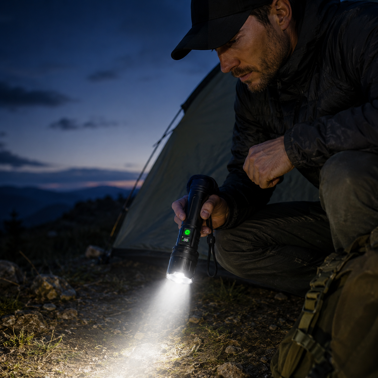 Rechargeable LED Flashlight Kit – USB-C Zoom Camping Flashlight