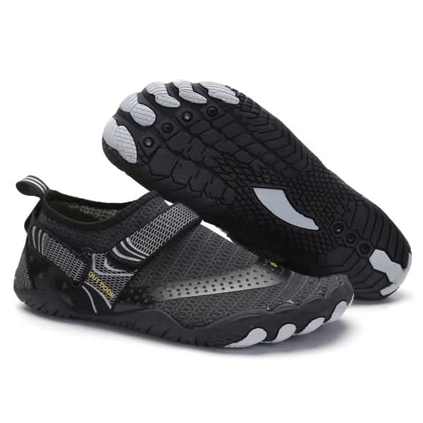 Barefoot water shoes hook and loop closure stretch fabric upper