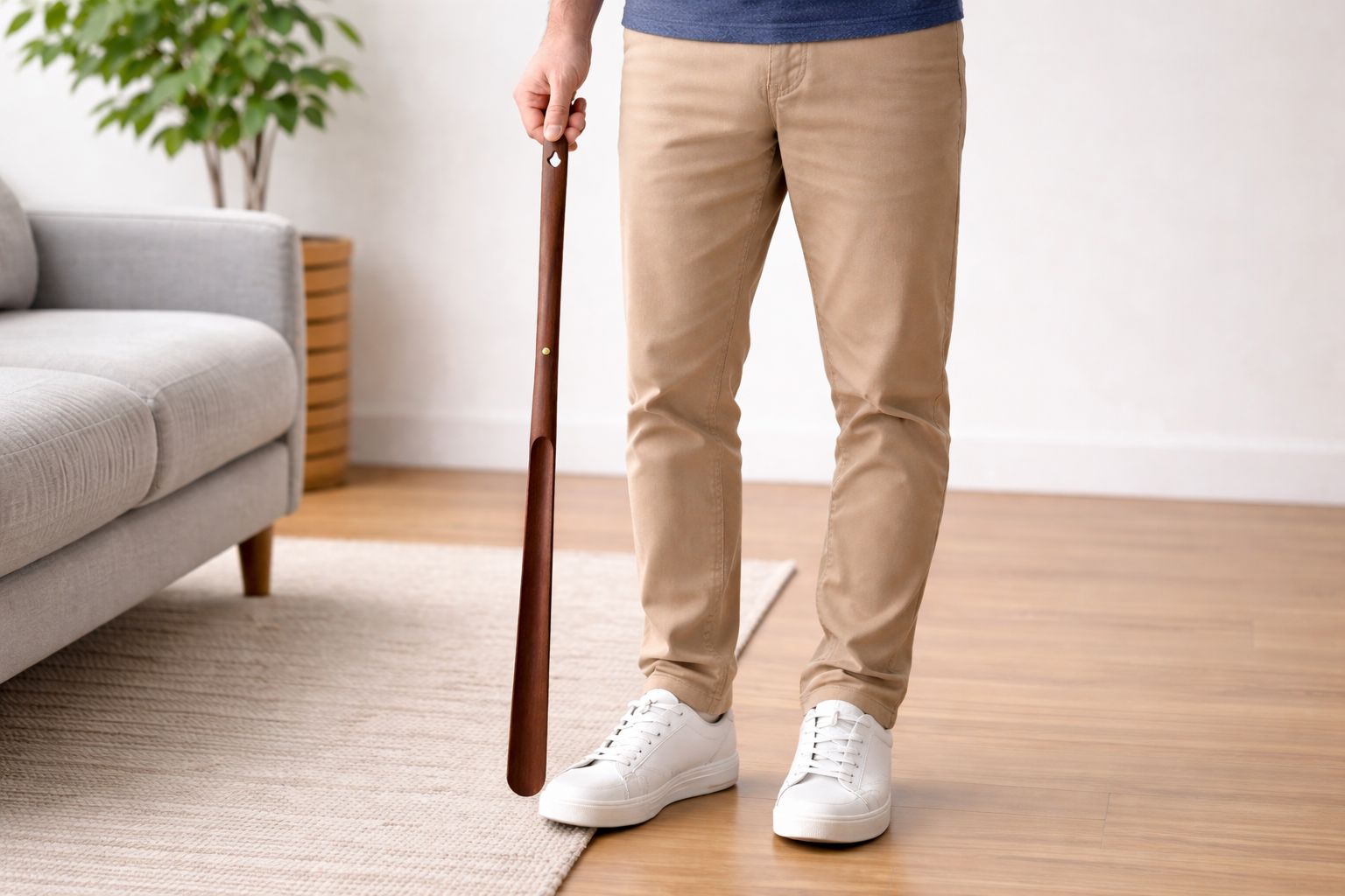Long-Handled Wooden Shoe Horn (19.7 Inches) – Easy Shoe Wearing Tool