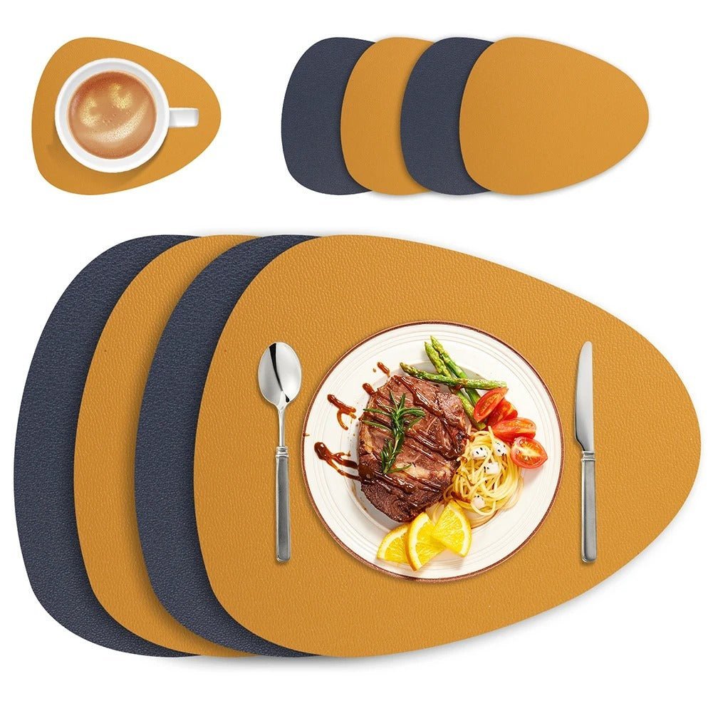 Dual-Sided Placemats Set – Waterproof Ecological Leather Table Mats for Easy Cleaning and Heat Resistance 0