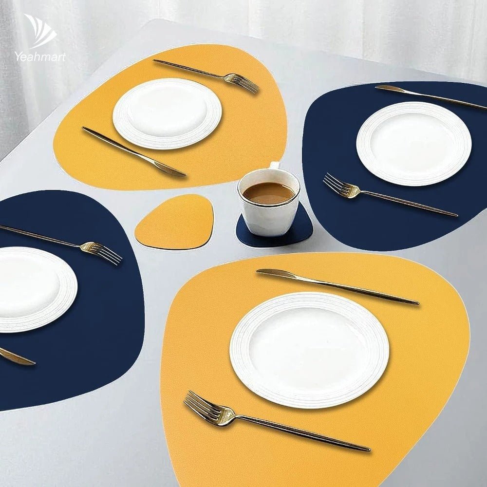 Dual-Sided Placemats Set – Waterproof Ecological Leather Table Mats for Easy Cleaning and Heat Resistance 1