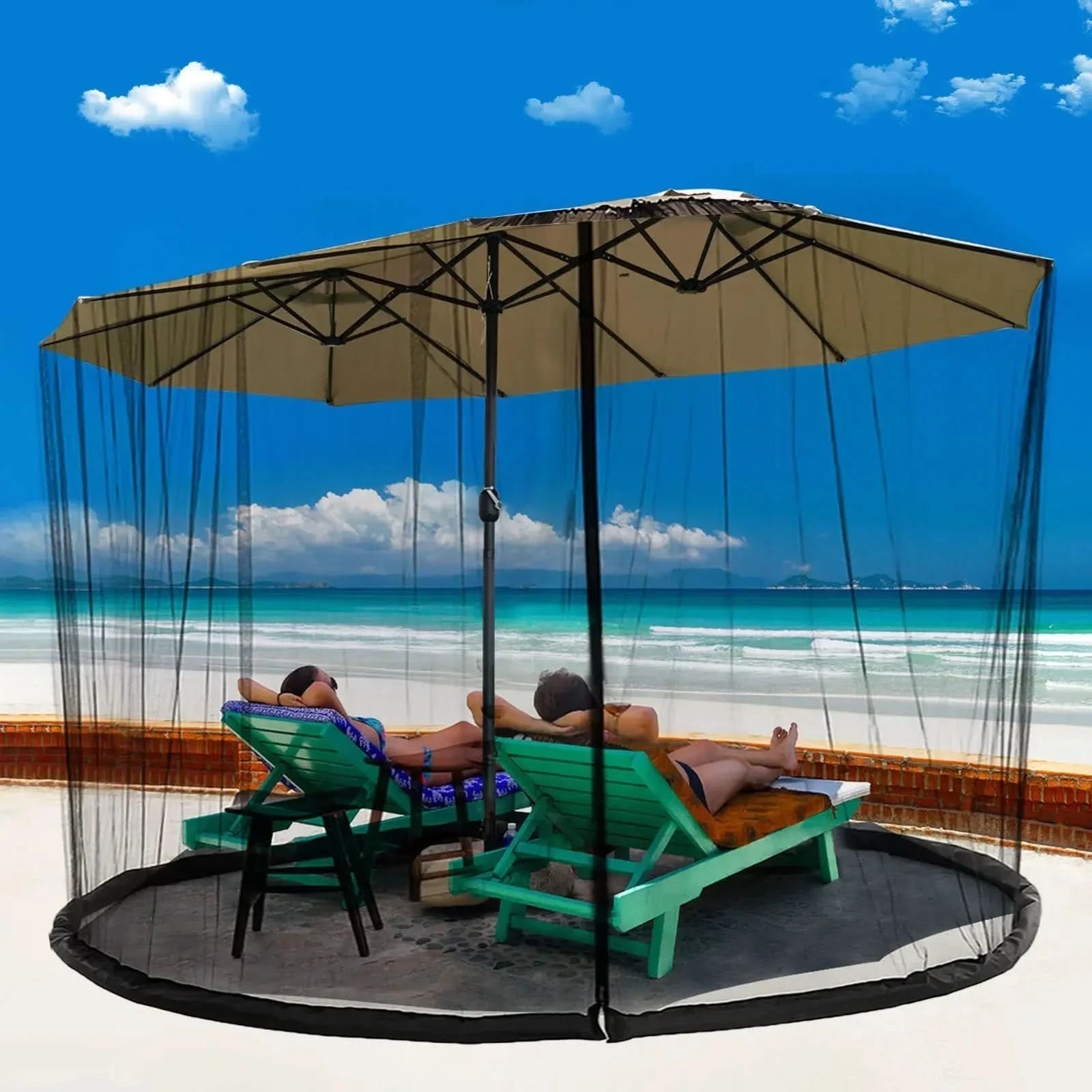 Patio Umbrella Mosquito Net – Outdoor Screen with Double Zipper