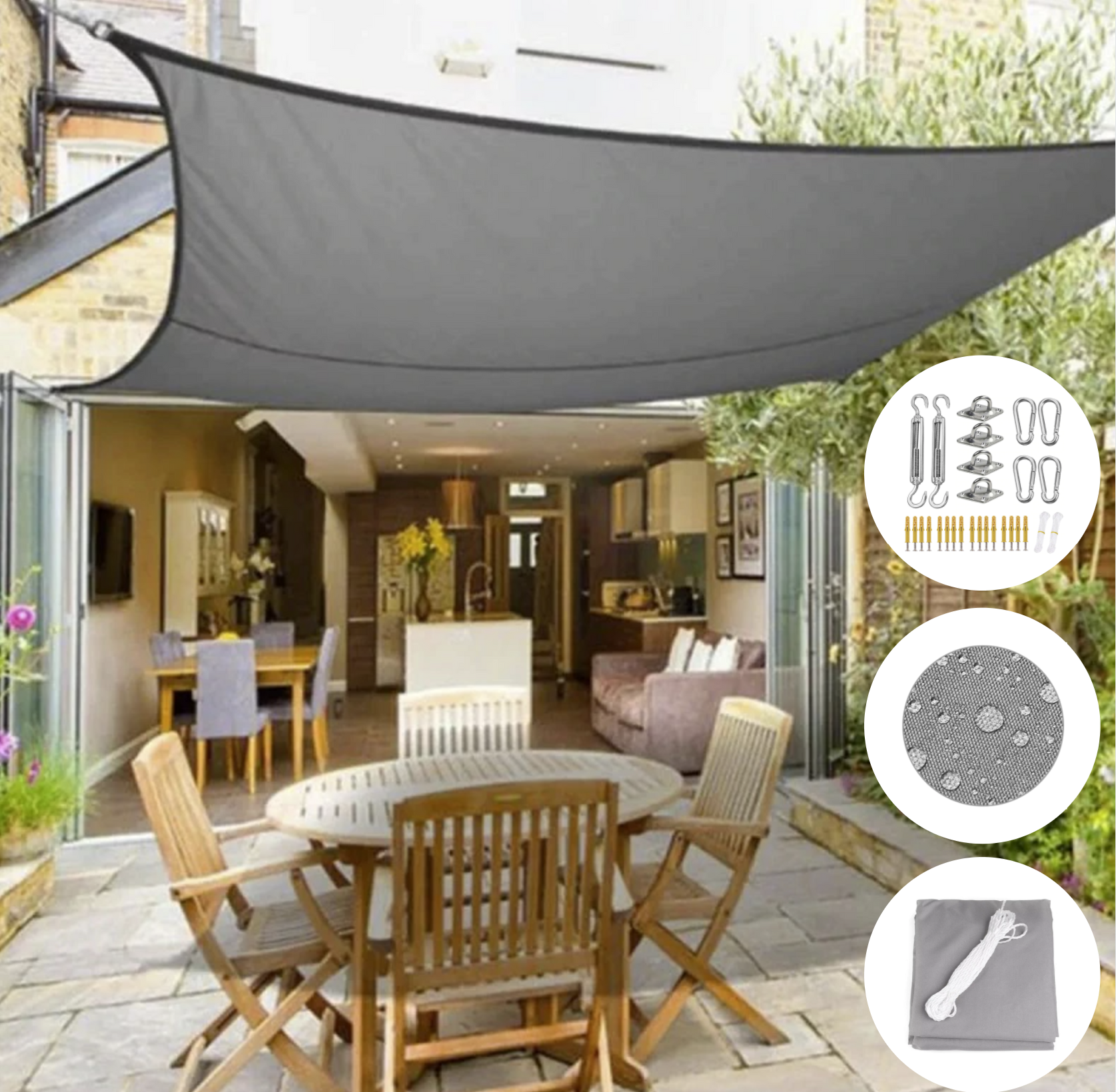Shade Sail Sun & Patio Cover – UV Block, Water Resistant