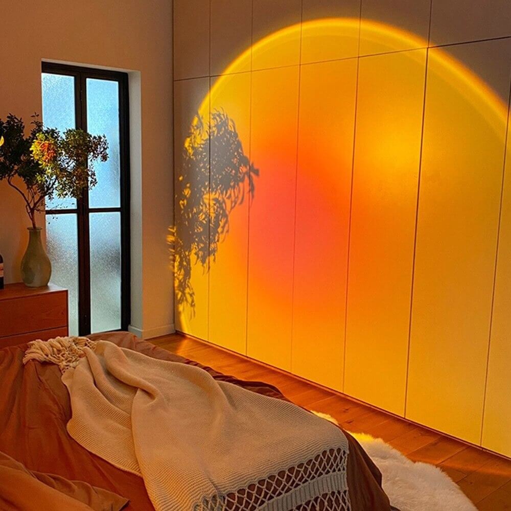 Sunset Lamp – Golden Hour Lamp, Ambient Mood Light, Aesthetic Bedroom Decor | 4 Lighting modes & 16 Colors with Remote Control