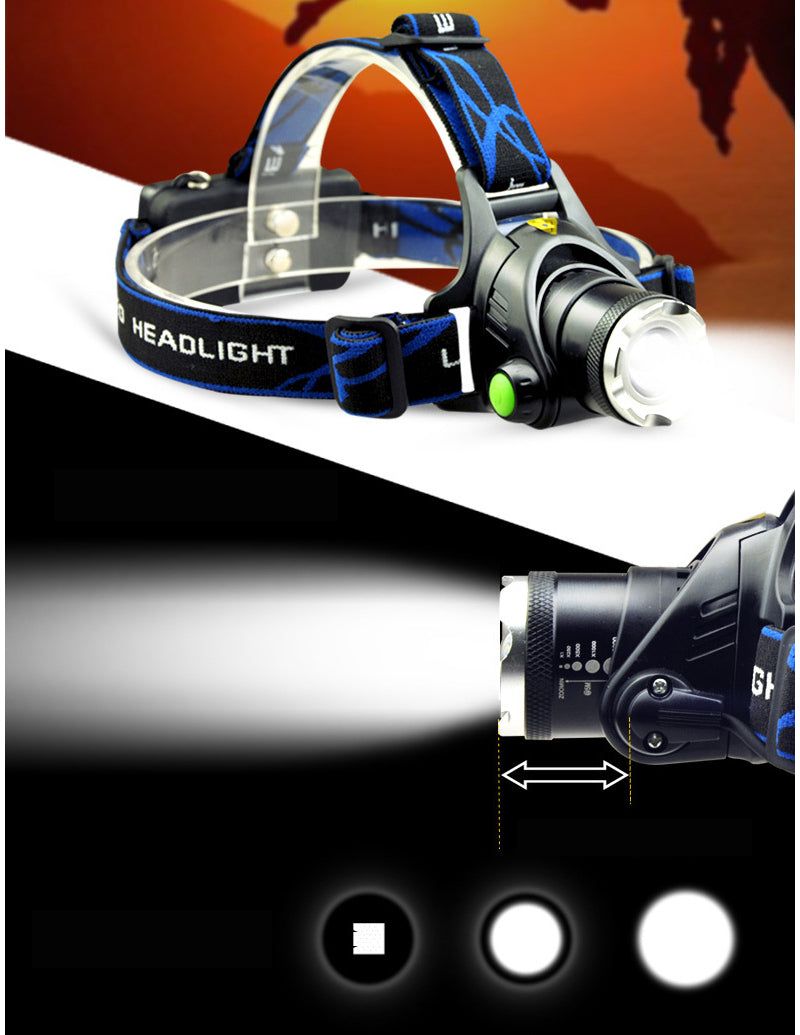 Zoomable LED Headlamp – Rechargeable, Waterproof Outdoor Light